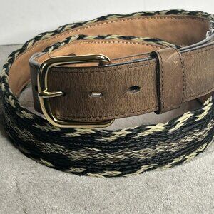 3D Leather Belt Mens 42 Multicolor 1.5 Braided Western Woven Striped Gold Buckle